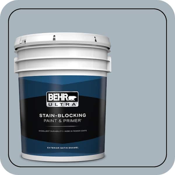 BEHR ULTRA 5 gal. #MQ5-23 Intercoastal Gray Satin Enamel Exterior Paint & Primer (2)