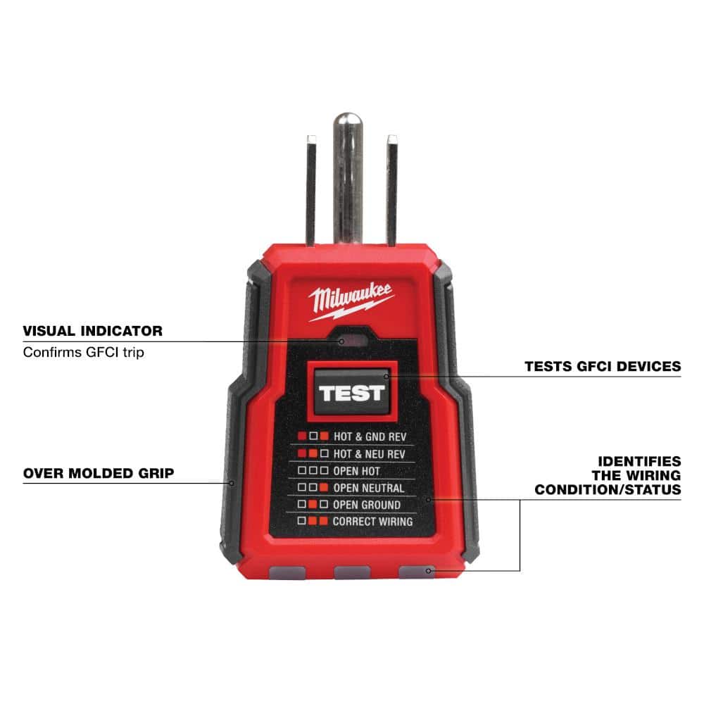 Milwaukee GFCI Receptacle Tester with Circuit Breaker Finder Accessory (2)