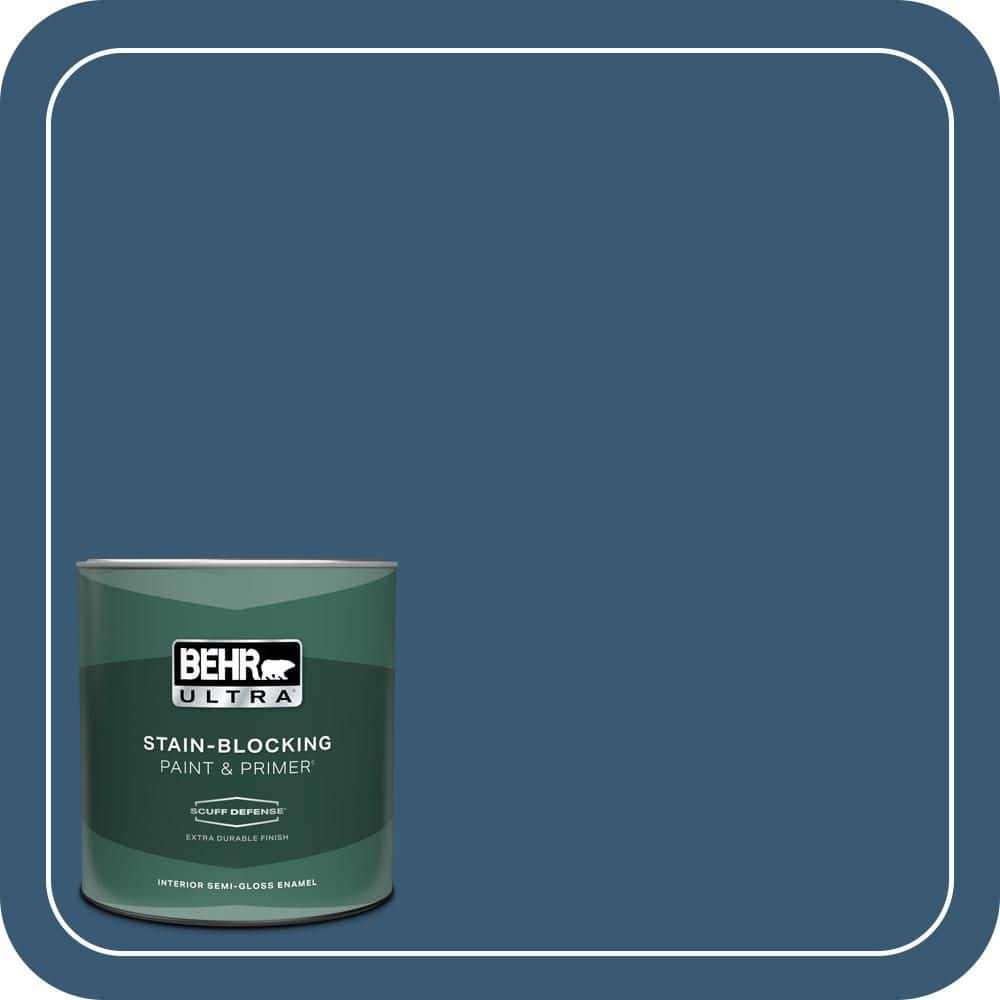 BEHR ULTRA 1 qt. #M500-6 Express Blue Extra Durable Semi-Gloss Enamel Interior Paint & Primer