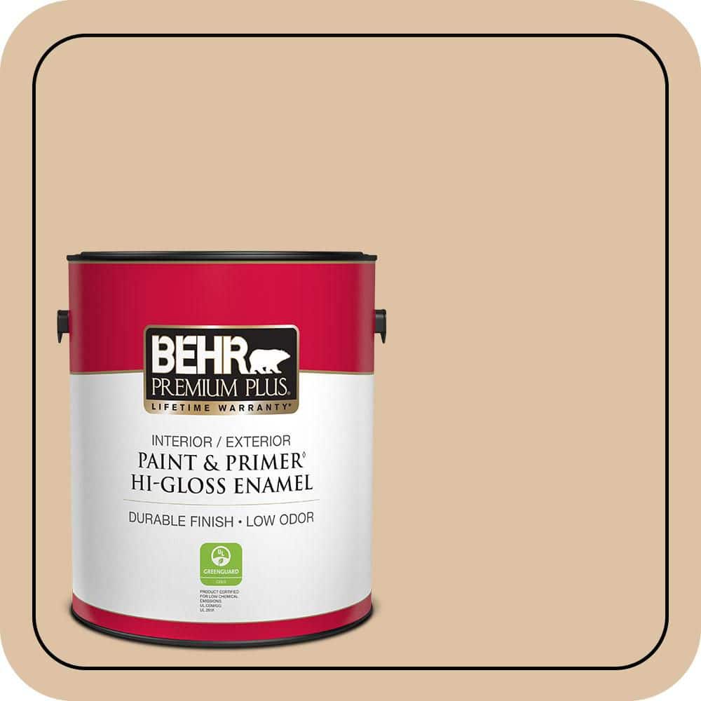 BEHR PREMIUM PLUS 1 gal. #N280-3 Louvre Hi-Gloss Enamel Interior/Exterior Paint & Primer