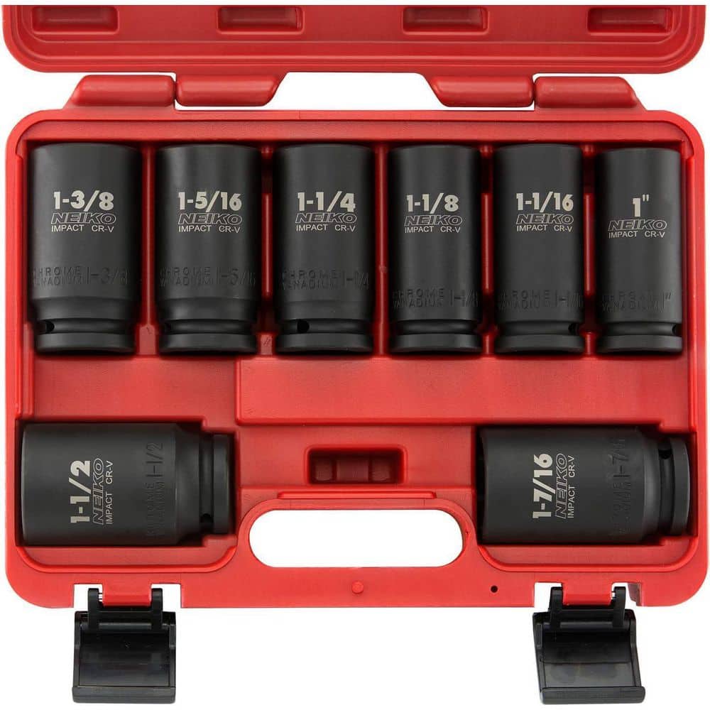 NEIKO 3/4 in. Drive Deep/Jumbo Impact Socket Set, SAE 1 in. to 1-1/2 in. (8-Piece) (1)