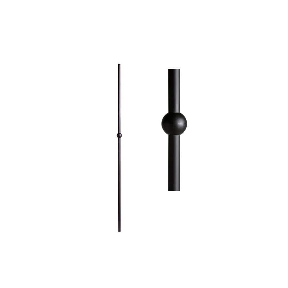 HOUSE OF FORGINGS Satin Black 16.8.12 Single Sphere Round Hollow 0.6 in. x 44 in. Iron Baluster for Staircase Remodel