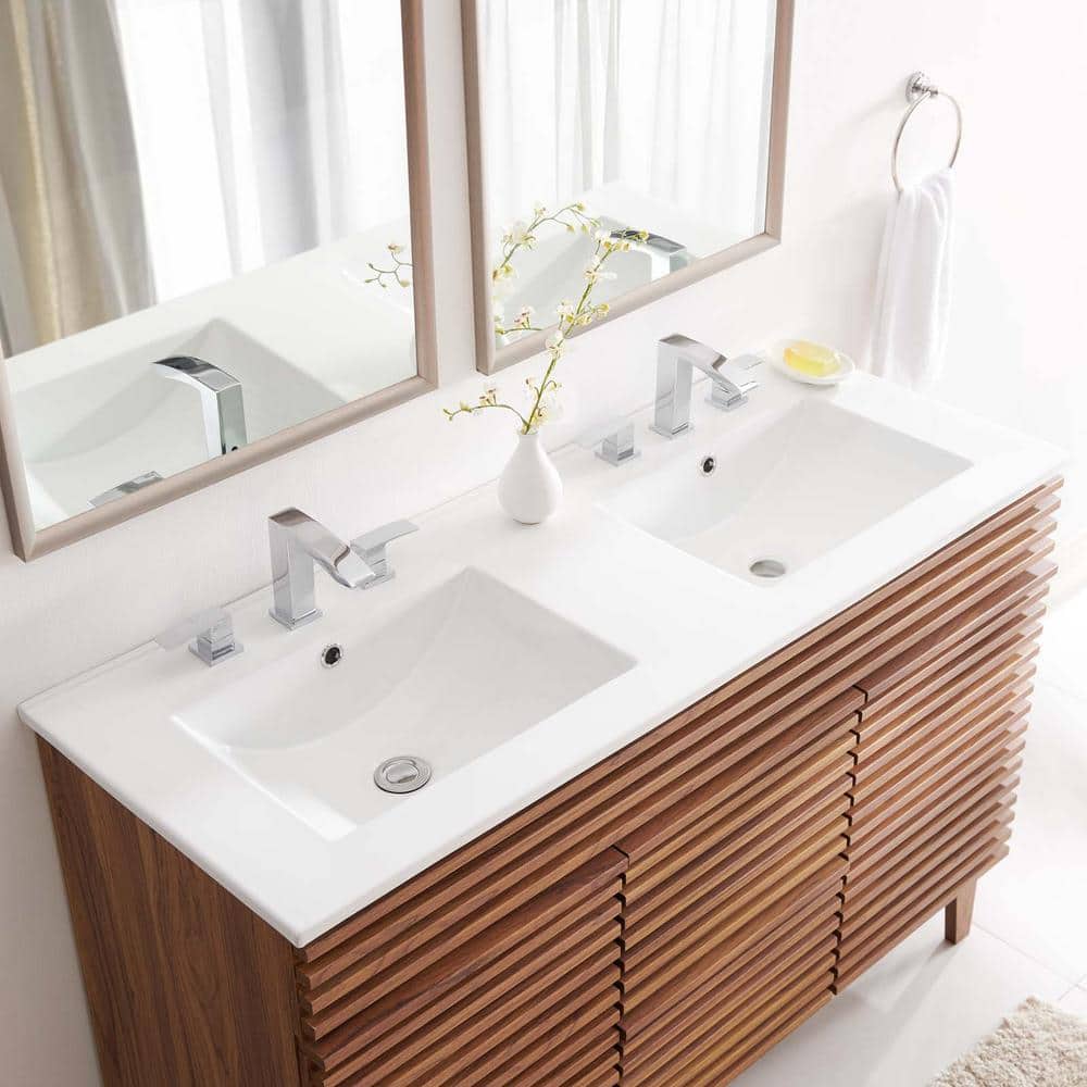 MODWAY Cayman 48 in. Double Basin Bathroom Sink in White (3)