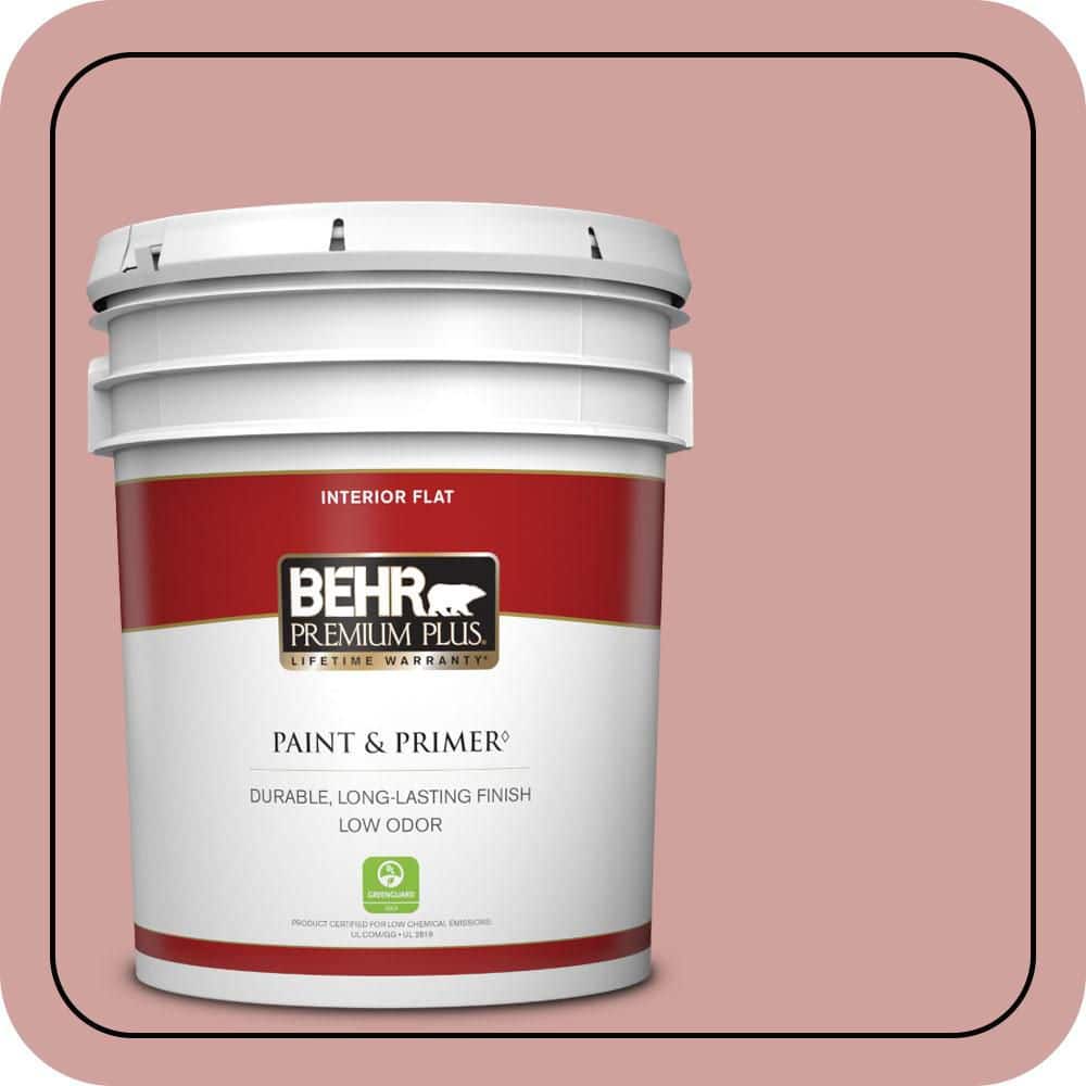 BEHR PREMIUM PLUS 5 gal. #S150-3 Rose Pottery Flat Low Odor Interior Paint & Primer
