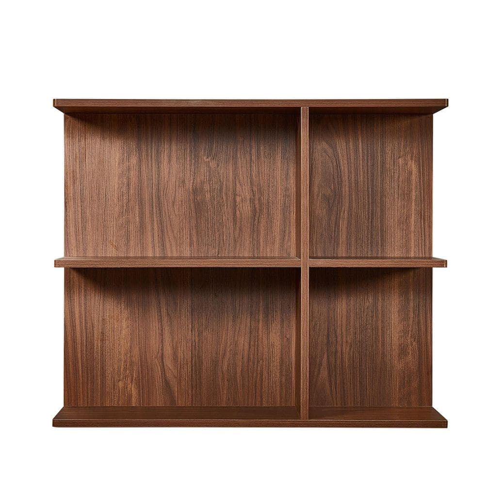 NexHome 36 in. W x 29.9 in. H x 11.8 in. D Particle Board 2-Tier Rectangular Open-Sided Floating Shelf in Walnut