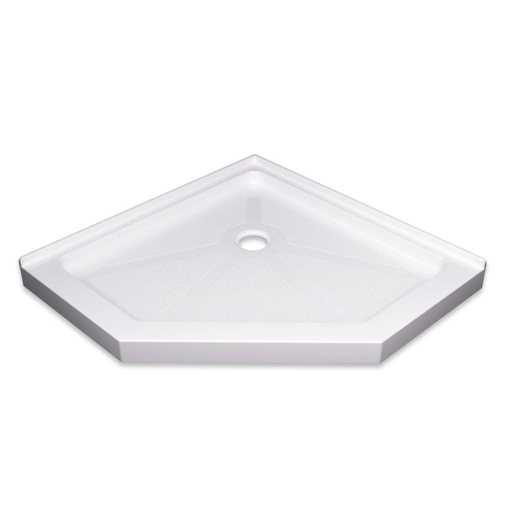 LIVIZA 36 in. L x 36 in. W Acrylic Neo Angle Corner Shower Pan Shower Base with Center Drain in White (1)