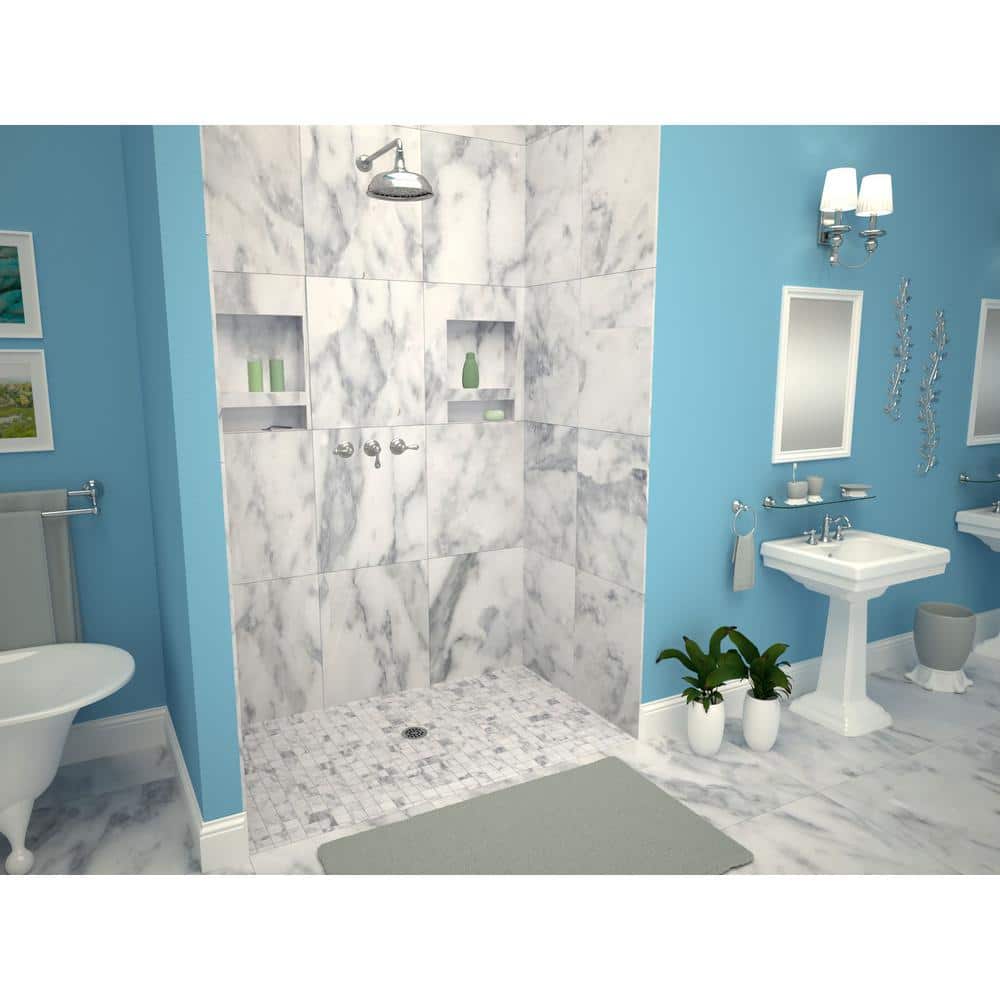 Tile Redi Redi Free 40 in. x 60 in. Barrier Free Shower Base with Center Drain and Polished Chrome Drain Plate (2)
