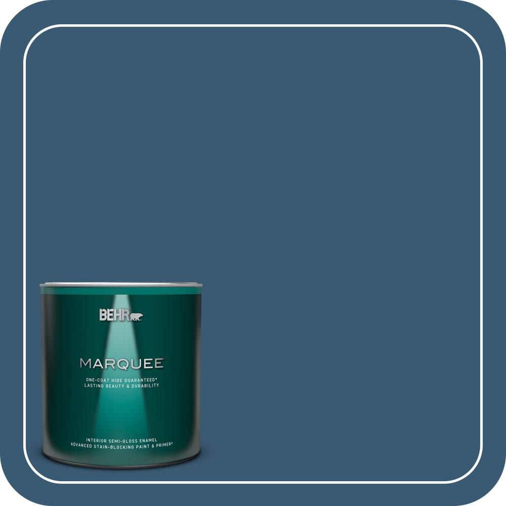 BEHR MARQUEE 1 qt. #M500-6 Express Blue Semi-Gloss Enamel Interior Paint & Primer