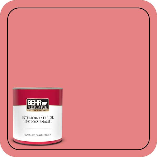 BEHR PREMIUM PLUS 1 qt. #P170-4 Sugar Poppy Hi-Gloss Enamel Interior/Exterior Paint & Primer (2)