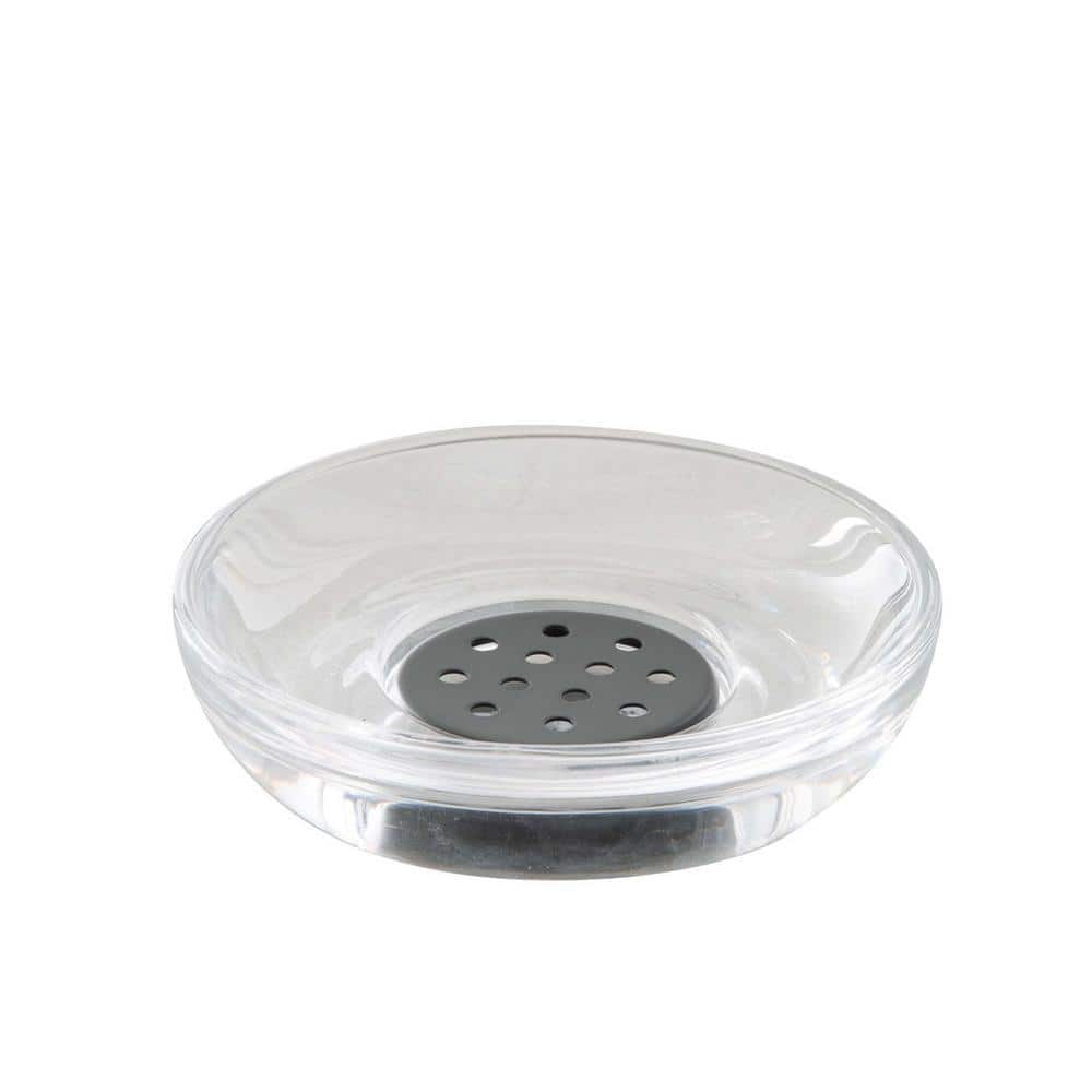 m MODA at home enterprises ltd. JASPER SOAP DISH GLASS CLEAR W/BLACK (1)