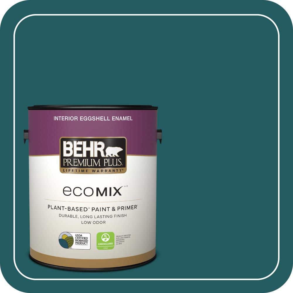 BEHR PREMIUM PLUS 1 gal. #S450-7A Out to Sea Eggshell Enamel EcoMix Plant-Based Interior Paint & Primer (1)