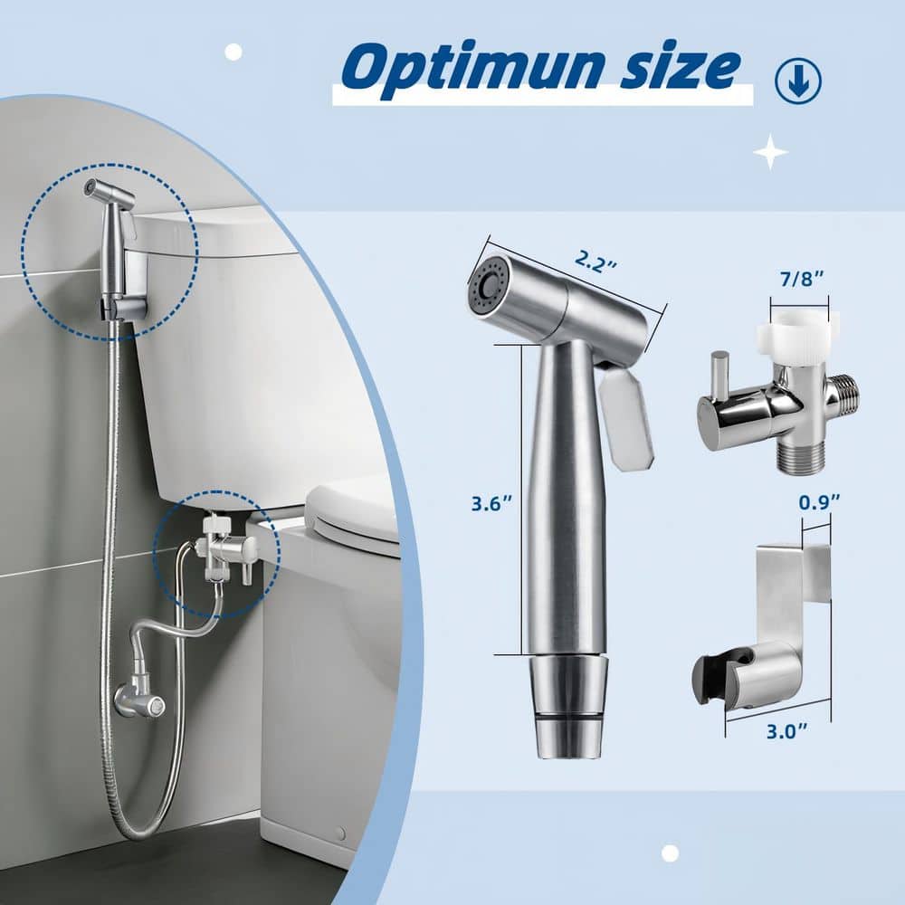 Wudkey 2-Pack Handheld Bidet Sprayer for Toilet, Stainless Steel Bidet Sprayer, Adjustable Pressure, Easy Install (3)