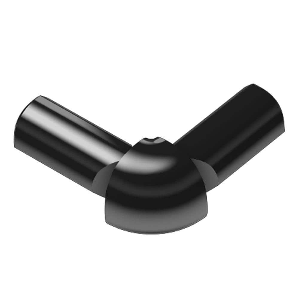 Schluter Rondec Bright Black Anodized Aluminum 1/2 in. x 1 in. Metal 90° Double-Leg Outside Corner