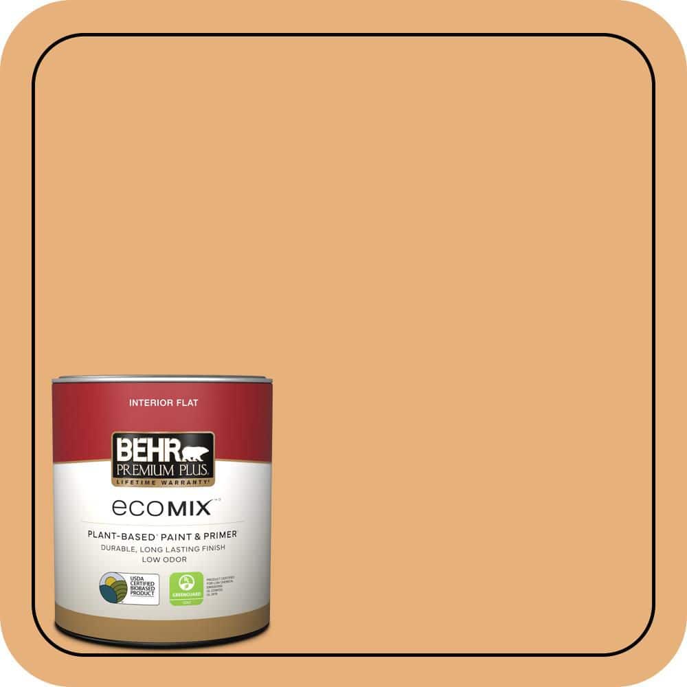 BEHR PREMIUM PLUS 1 qt. #M240-5 Squash Bisque Flat EcoMix Plant-Based Interior Paint & Primer (1)