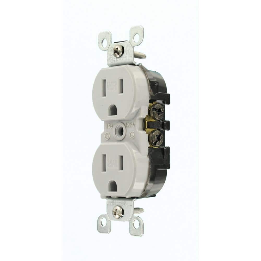 Leviton 15 Amp 125 V Tamper/Weather Resistant Duplex Outlet/Receptacle, Gray (1-Pack) W5320-T0G (3)