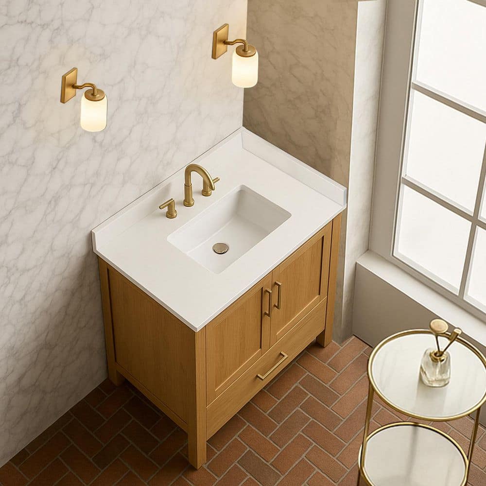 LANDOLT Classic Linearis 30 in. W Quartz Vanity Backsplash in White (3)