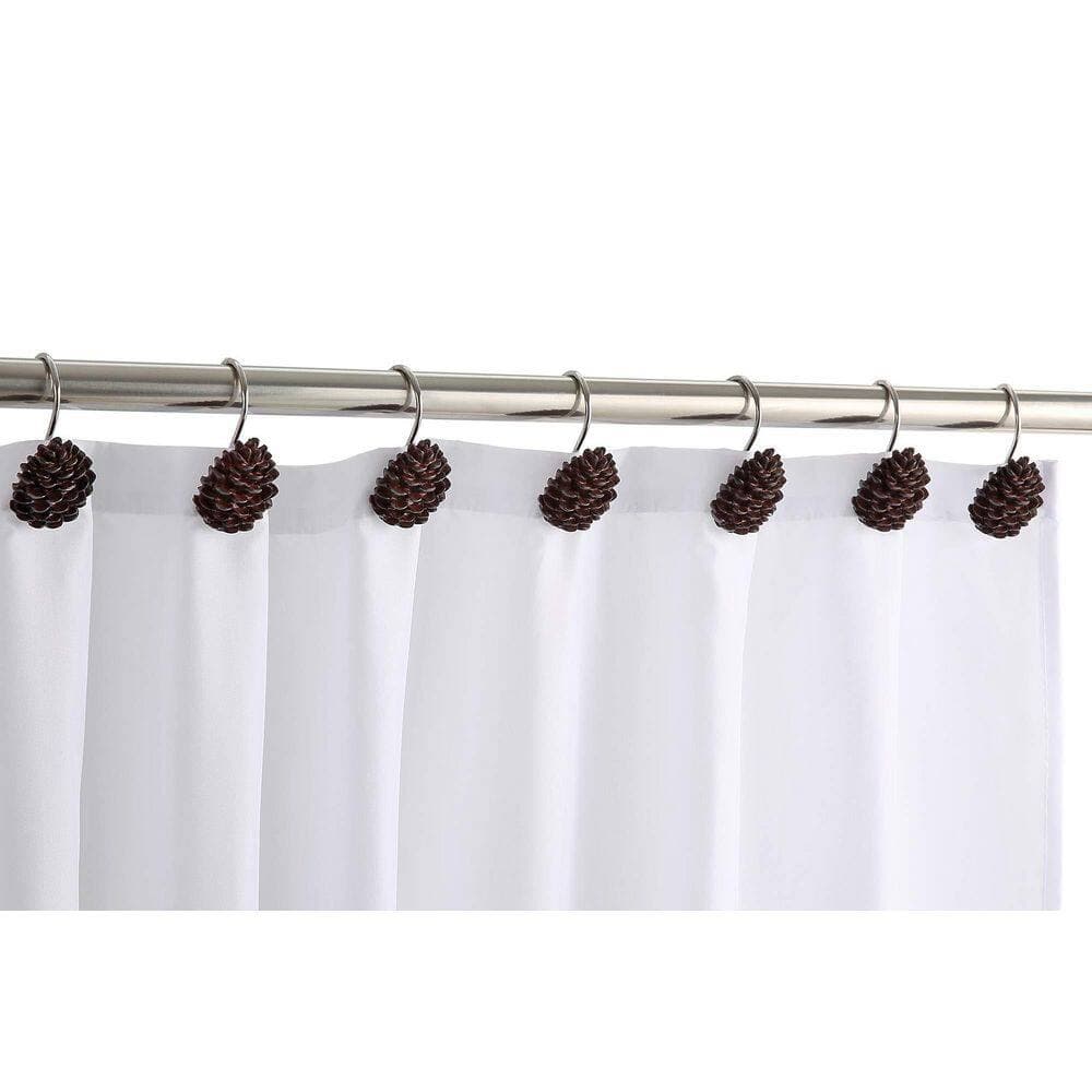 KHKFY Bronze Christmas Pinecone Hand-Painted Resin Shower Curtain Hooks Rustproof Decorative Rings Set of 12 (3)