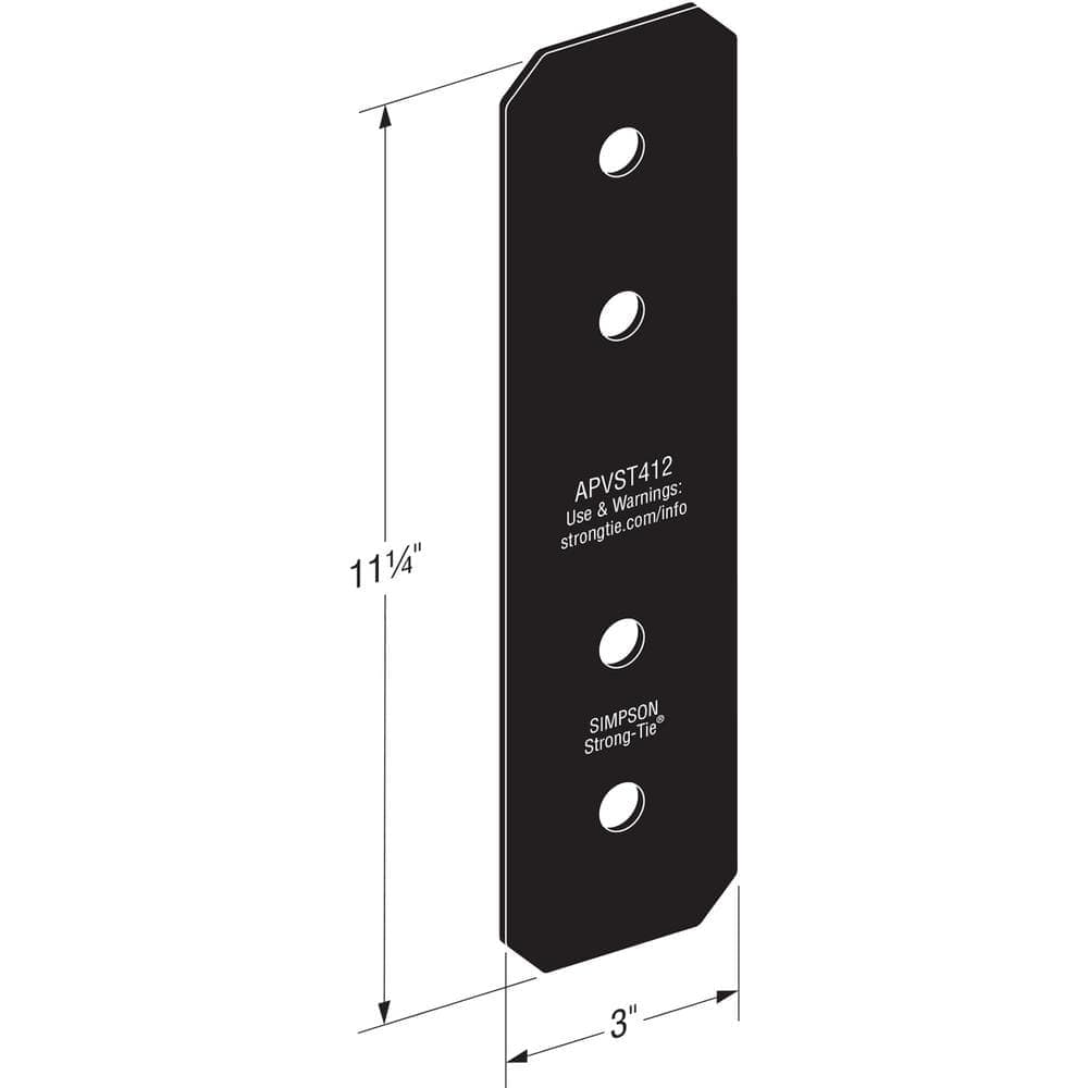 Simpson Strong-Tie Outdoor Accents Avant Collection 3 in. x 11-1/4 in. ZMAX, Black Powder-Coated Strap for 4x Lumber (3)