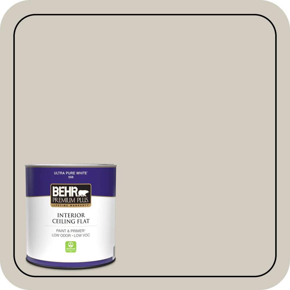 BEHR PREMIUM PLUS 1 qt. #N320-2 Toasty Gray Ceiling Flat Interior Paint & Primer (1)