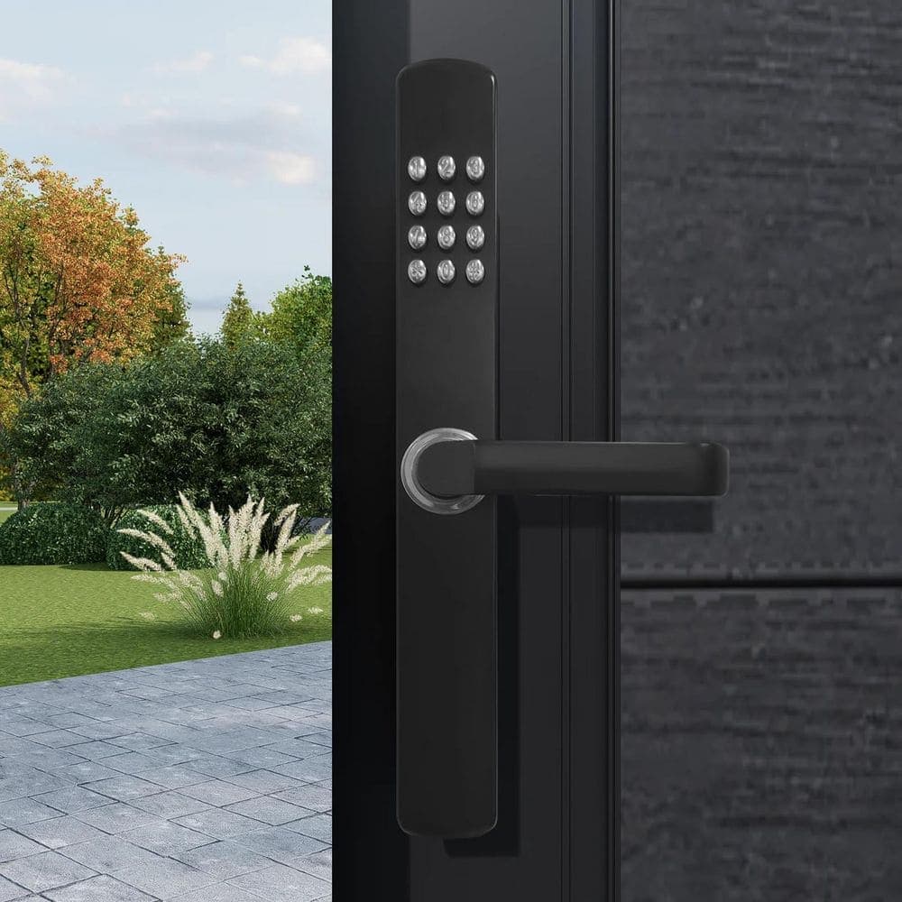 mondaria Black Aluminum Gate Frame with Digital Keypad Lock for Composite Double Gate (Not Complete Frame Kit) (2)