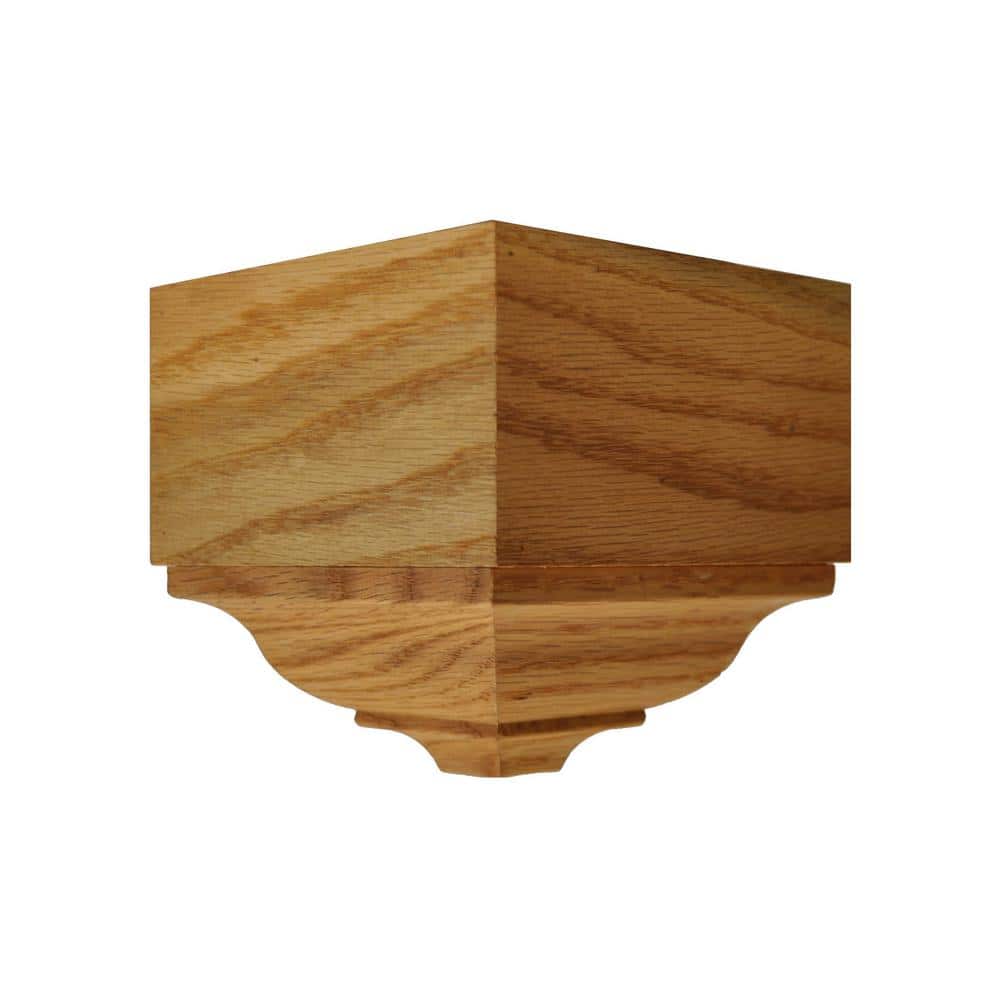 HOUSE OF FARA 4-3/8 in. D x 4-1/4 in. W x 4-1/4 in. L Oak Wood Stained Golden Oak OS Crown Corner Block (3)