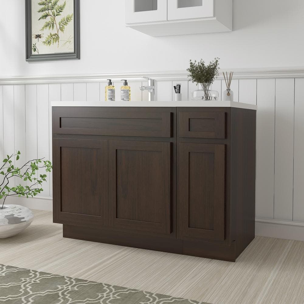 Vanity Art Montclair 45 in. 3-Door and 1-Drawer Freestanding Shaker Bathroom Vanity Cabinet (No Top) in Brown - Unassembled (2)