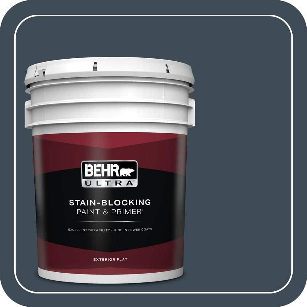 BEHR ULTRA 5 gal. #QE-56 Club Navy Flat Exterior Paint & Primer