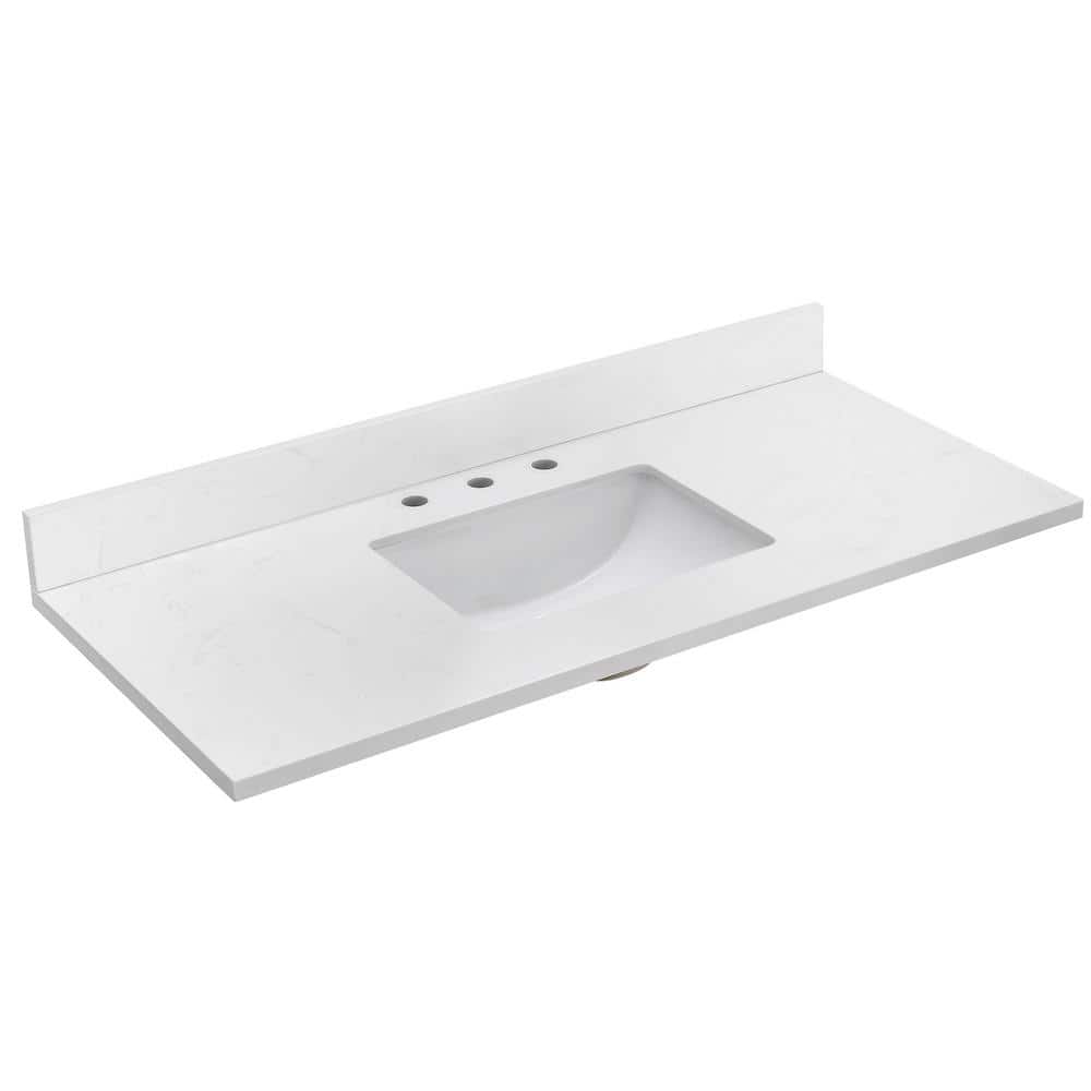 YASINU 48 in. W 22 in. D Engineered Stone Composite Rectangular Single Sink Vanity Top Center Sink (2)
