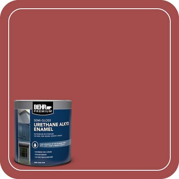 BEHR PREMIUM 1 qt. #ICC-107 Crimson Semi-Gloss Enamel Urethane Alkyd Interior/Exterior Paint (2)