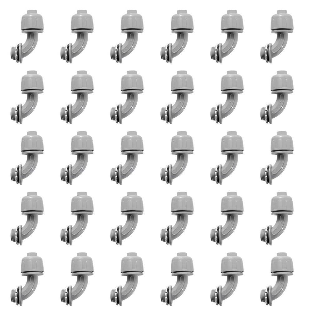 Ahfiwaso 1/2 in. NPT Nonmetallic Liquid Tight Elbow Conduit 90° Connectors for PVC 30-Pack (1)