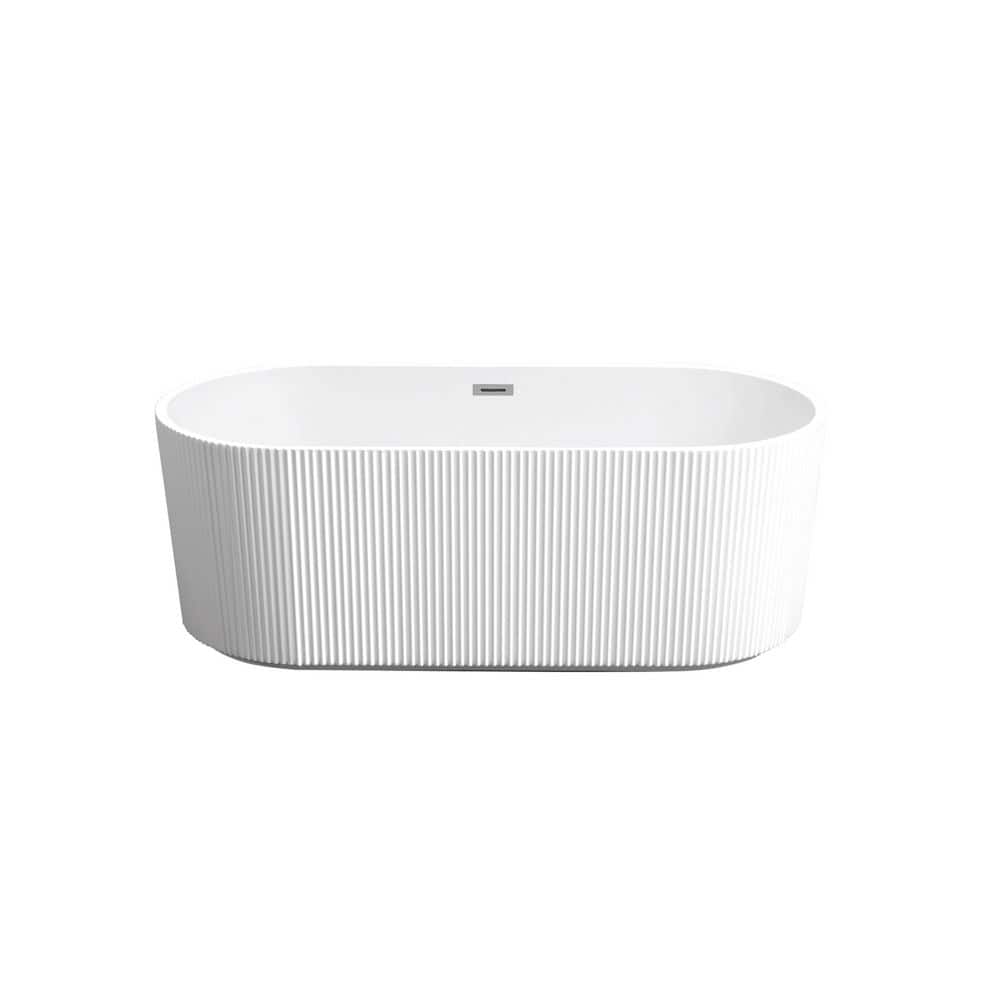 LIVACA 67 in. x 31.5 in. Acrylic Freestanding Soaking Bathtub with Center Drain in Gloss White Durable Construction (1)