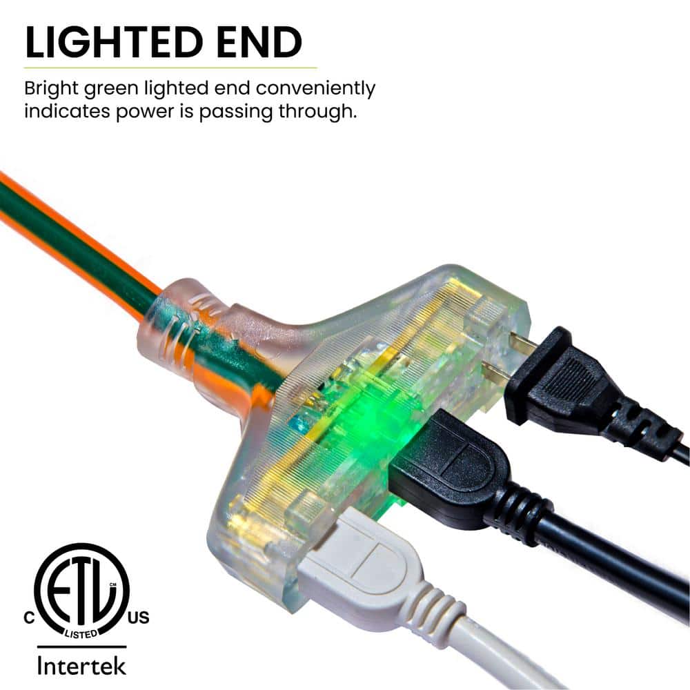 GoGreen Power 3-Outlet 12/3 Heavy Duty Extension Cord (3)