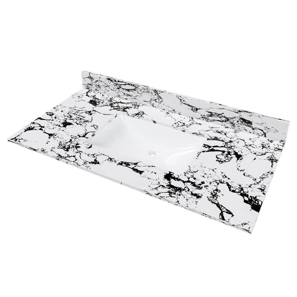 TCYO 43 in. W x 22 in. D Sintered Stone Rectangular Vanity Top in Panda White with Undermount Ceramic Sink and Backsplash (3)