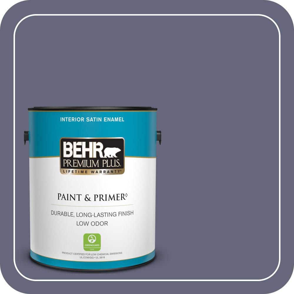 BEHR PREMIUM PLUS 1 gal. #630F-6 Violet Evening Satin Enamel Low Odor Interior Paint & Primer