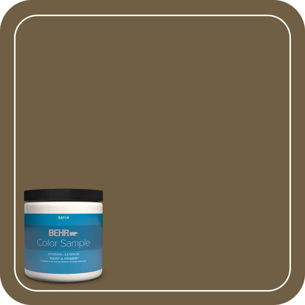 BEHR PREMIUM PLUS #360F-7 Olive Shadow Enamel Interior/Exterior Paint & Primer Color Sample (1)