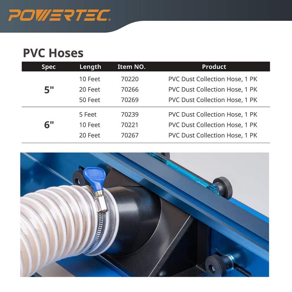 ‎POWERTEC PVC Dust Collection Hose (4 in. x 20 ft.) Flexible Clear View Heavy-Duty PVC Hose (2)