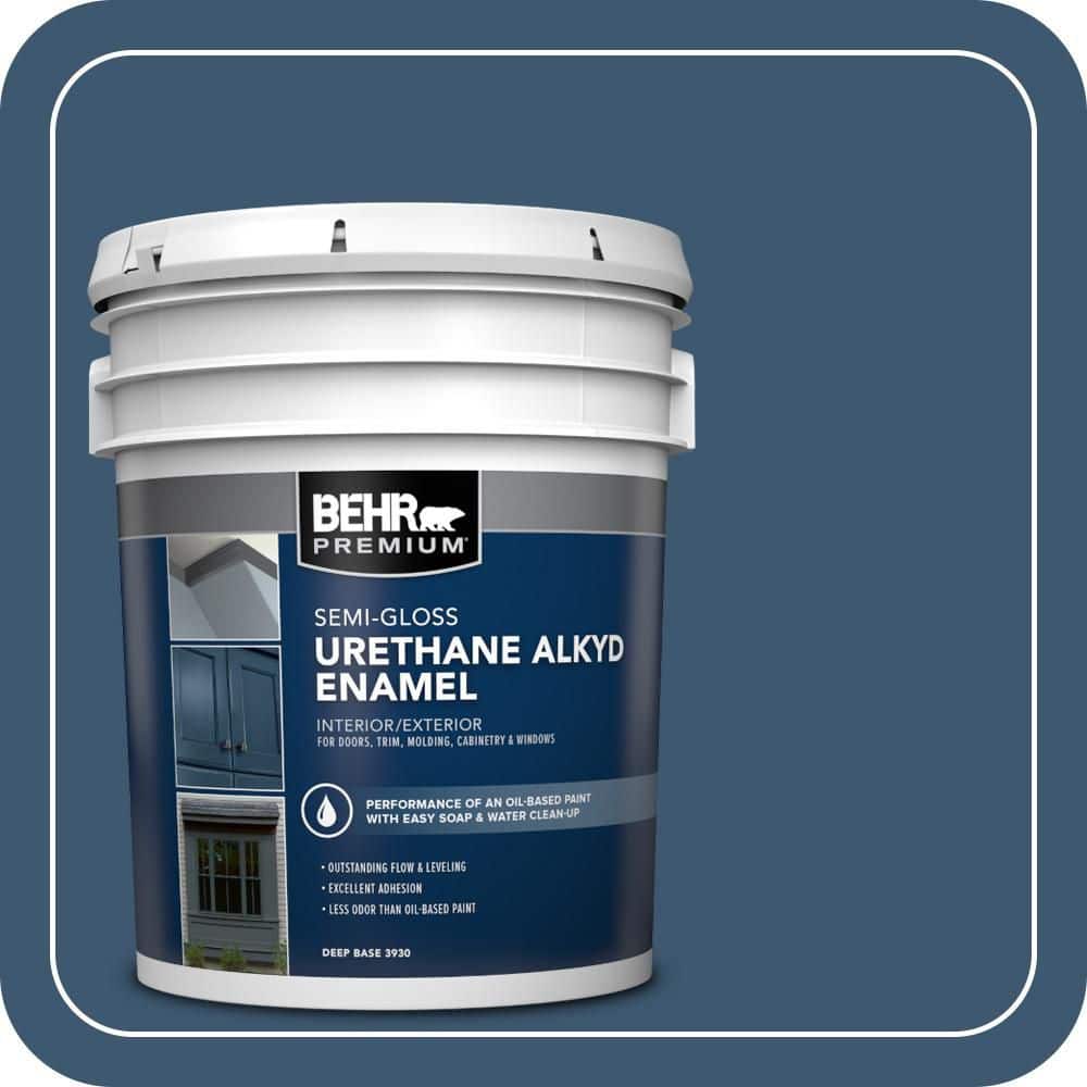 BEHR PREMIUM 5 gal. #BXC-24 Atlantic Tide Urethane Alkyd Semi-Gloss Enamel Interior/Exterior Paint