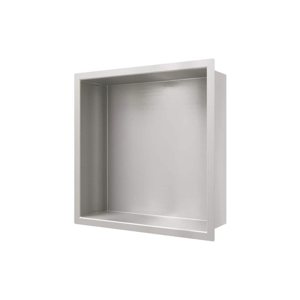 Hpeytaire 13 in. W x 13 in. H x 4 in. D Single Shelf Bathroom Recessed Shower Niche in Brushed Nickel (1)
