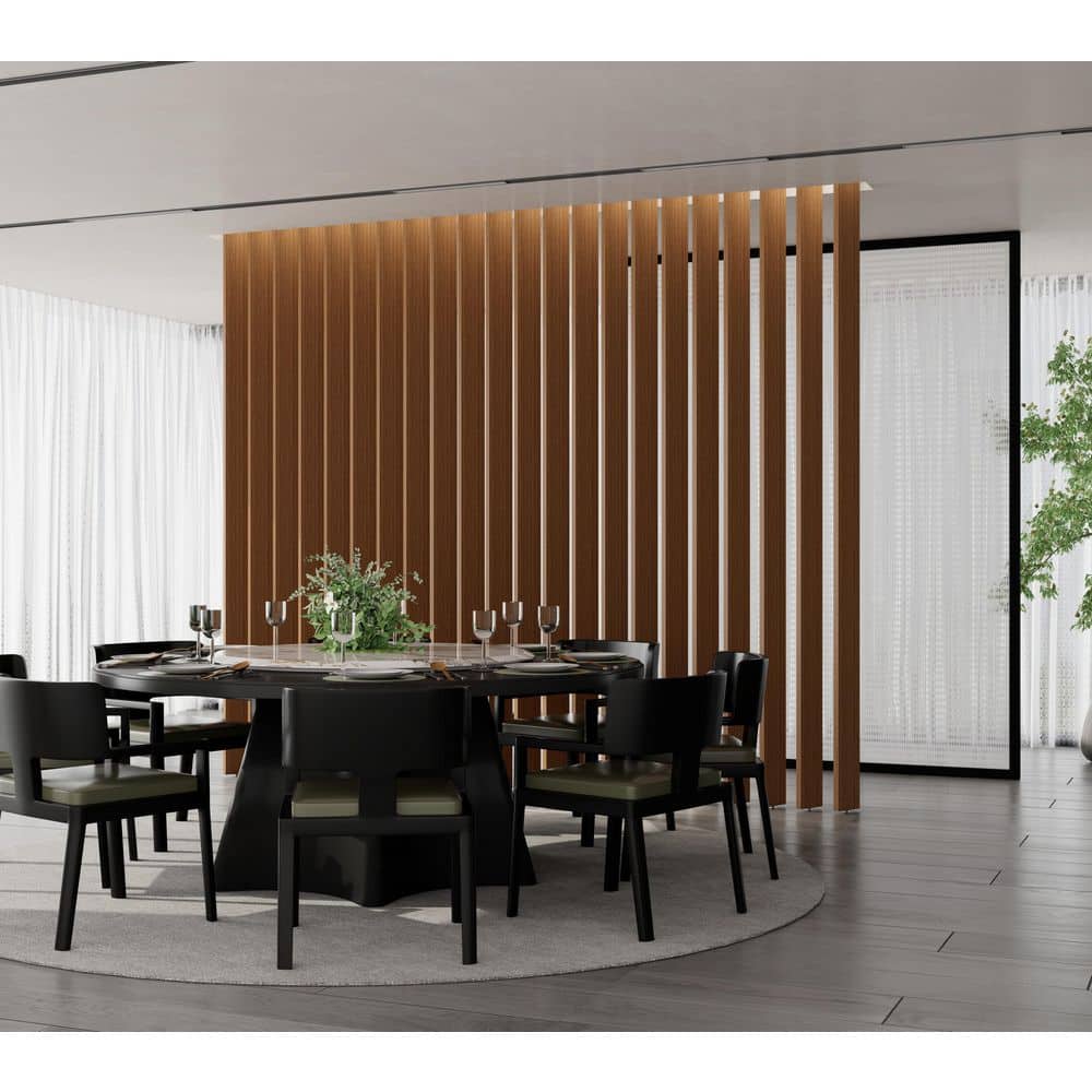 Ejoy 96 in. Cold Oak Rotational Wood Slat Room Siding Divider (Set of 4pc) (2)