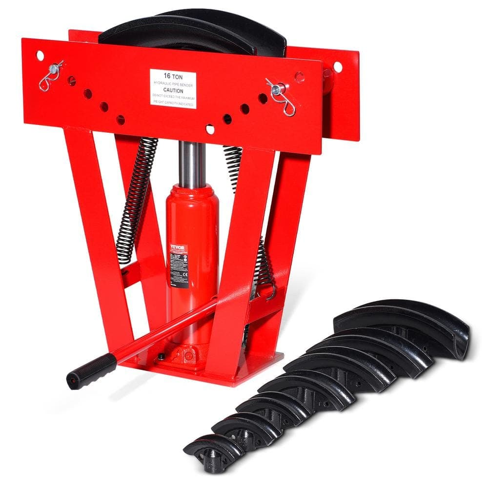 VEVOR Hydraulic Pipe Bender, 16 Ton Manual Copper Exhaust Pipe Bending Machine with 8 Dies (1/2-3 in. ) and Adjustable Rollers (1)