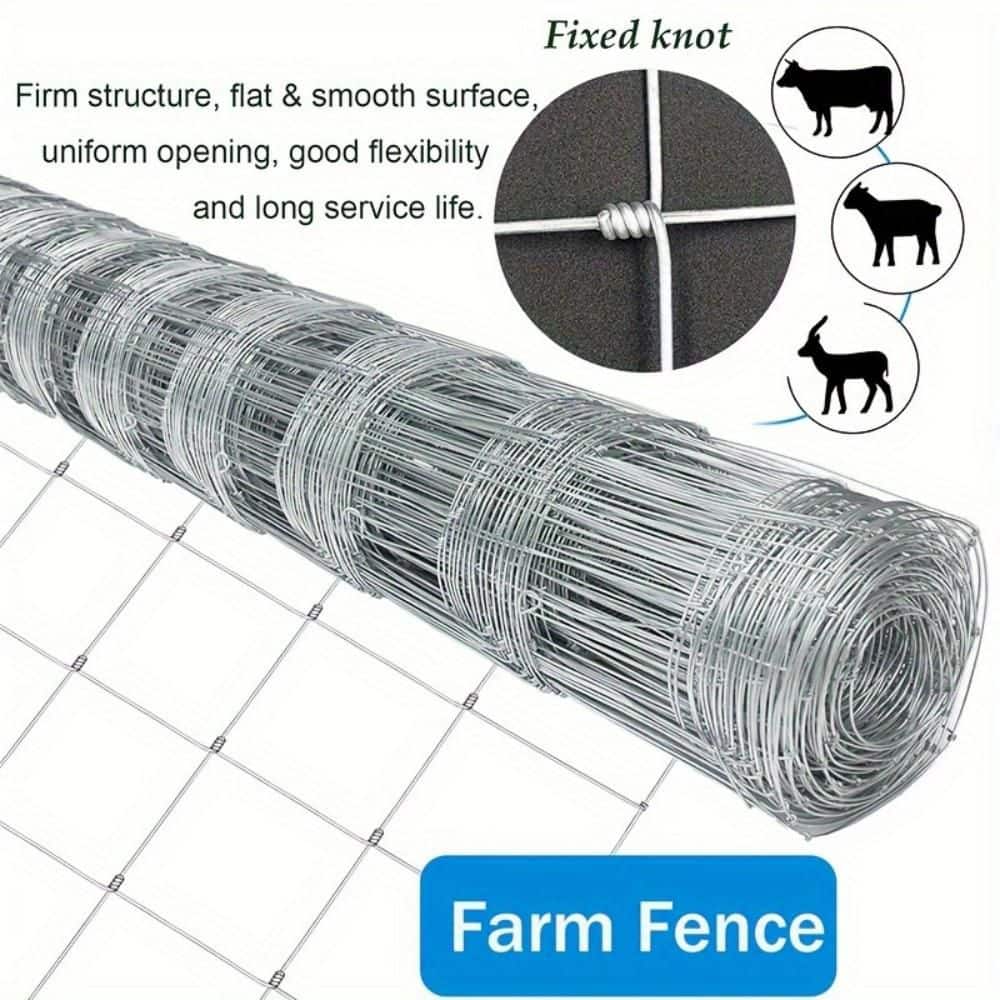 Silverpark 48 in. x 164 ft. Reinforced Hot-Dip Galvanized Farm Wire mesh for Cattle Fence, Farm Animal Yard (2)