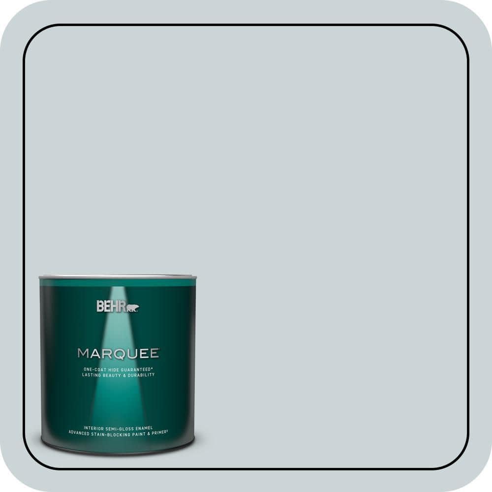 BEHR MARQUEE 1 qt. #N470-1 Ash Blue Semi-Gloss Enamel Interior Paint & Primer