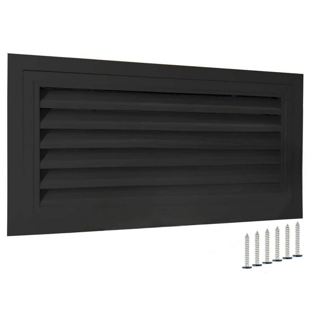 KIWDZFU 22x12 Gable Vent Black Aluminum Alloy with 180 Degree Opening Removable Strainer for Attic Shed Garage 1 Pack (1)
