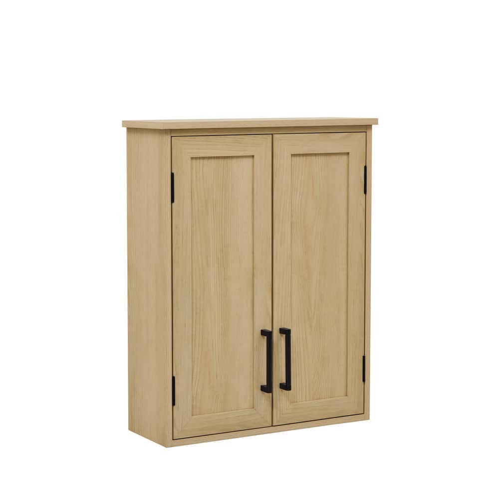 Glacier Bay 22 in. W x 8 in. D x 28 in. H Bathroom Storage Wall Cabinet in Natural Oak (3)