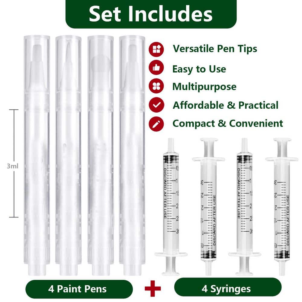 Unbranded 8 Piece White Multi-Tip Touch Up Paint Pen Set for Wall Window Wood Furniture Cabinet Repair Pack (3)