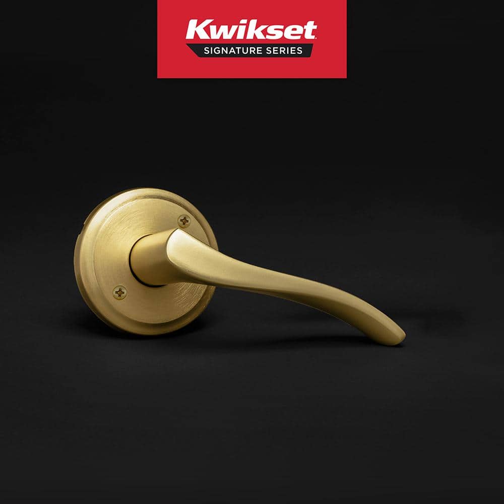 Kwikset Sedona Satin Brass Half-Dummy Door Handle with Microban Antimicrobial Technology - Right Handed (2)