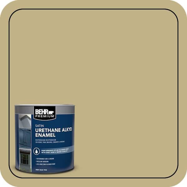 BEHR PREMIUM 1 qt. #380F-5 Harmonic Tan Satin Enamel Urethane Alkyd Interior/Exterior Paint (2)
