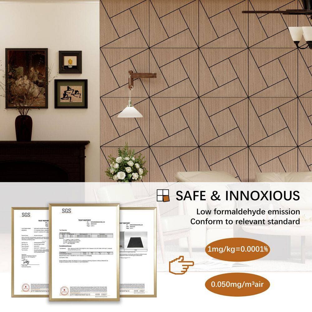Owndeign 0.4 in. x 24 in. x 24 in. Walnut Self-Adhesive Square Edge MDF Decorative Wall Paneling (4-Pack) (3)