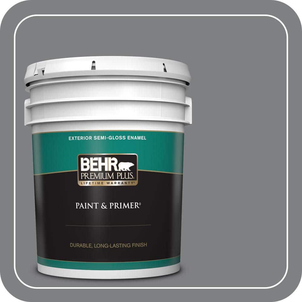 BEHR PREMIUM PLUS 5 gal. #T12-10 Game Over Semi-Gloss Enamel Exterior Paint & Primer