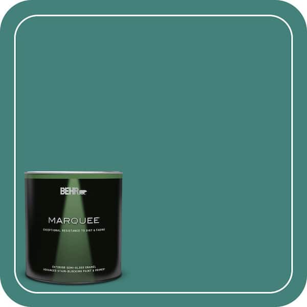 BEHR PREMIUM PLUS 1 gal. #M450-6 Bubble Turquoise Semi-Gloss Enamel Low Odor Interior Paint & Primer (3)